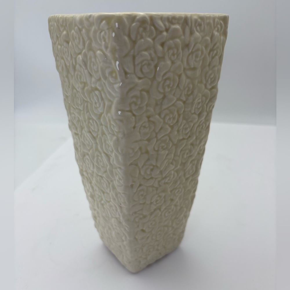 Tall Cream Flower-Embossed Planter or Vase -Heavy - Picture 6 of 14
